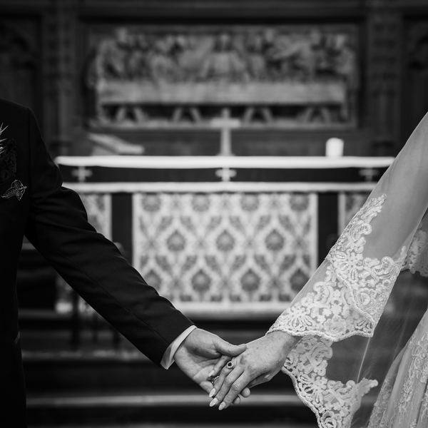 Wedding rings and hands